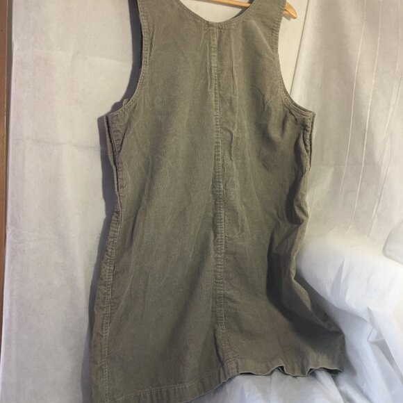 CHIC Jeanswear Corduroy Jumper Dress XL Beige Brown Pockets Knee Sleeveless - Picture 7 of 9